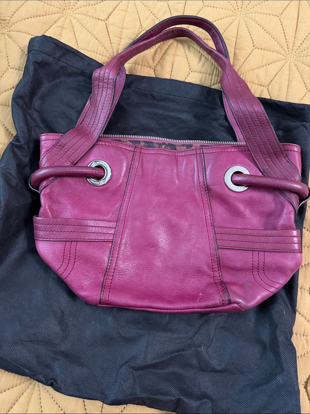 B. Makowsky Fuchsia Leather Tote Bag - Women's Carryall